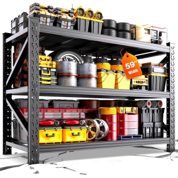 5000LBS Heavy Duty Storage Shelves, 59" W Adjustable Garage Shelving Unit, Rust