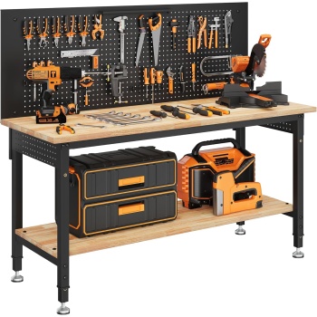CAMMOO 60" Work Bench Adjustable Height with Storage Shelf, Max Load 2000 LBS