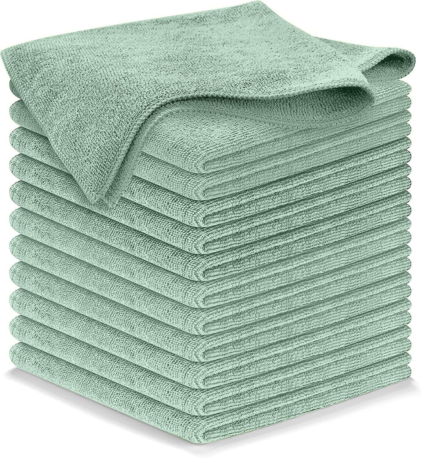 USANOOKS Microfiber Cleaning Cloth - Sea Green - 12Pcs (12.5x12.5 inch) High