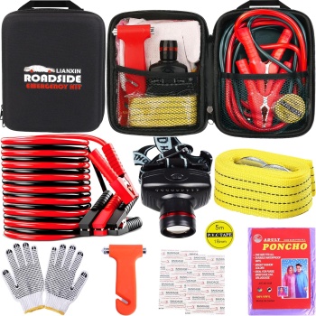 LIANXIN Car Roadside Emergency Kit, with Jumper Cables Automotive Kit,Car Safety