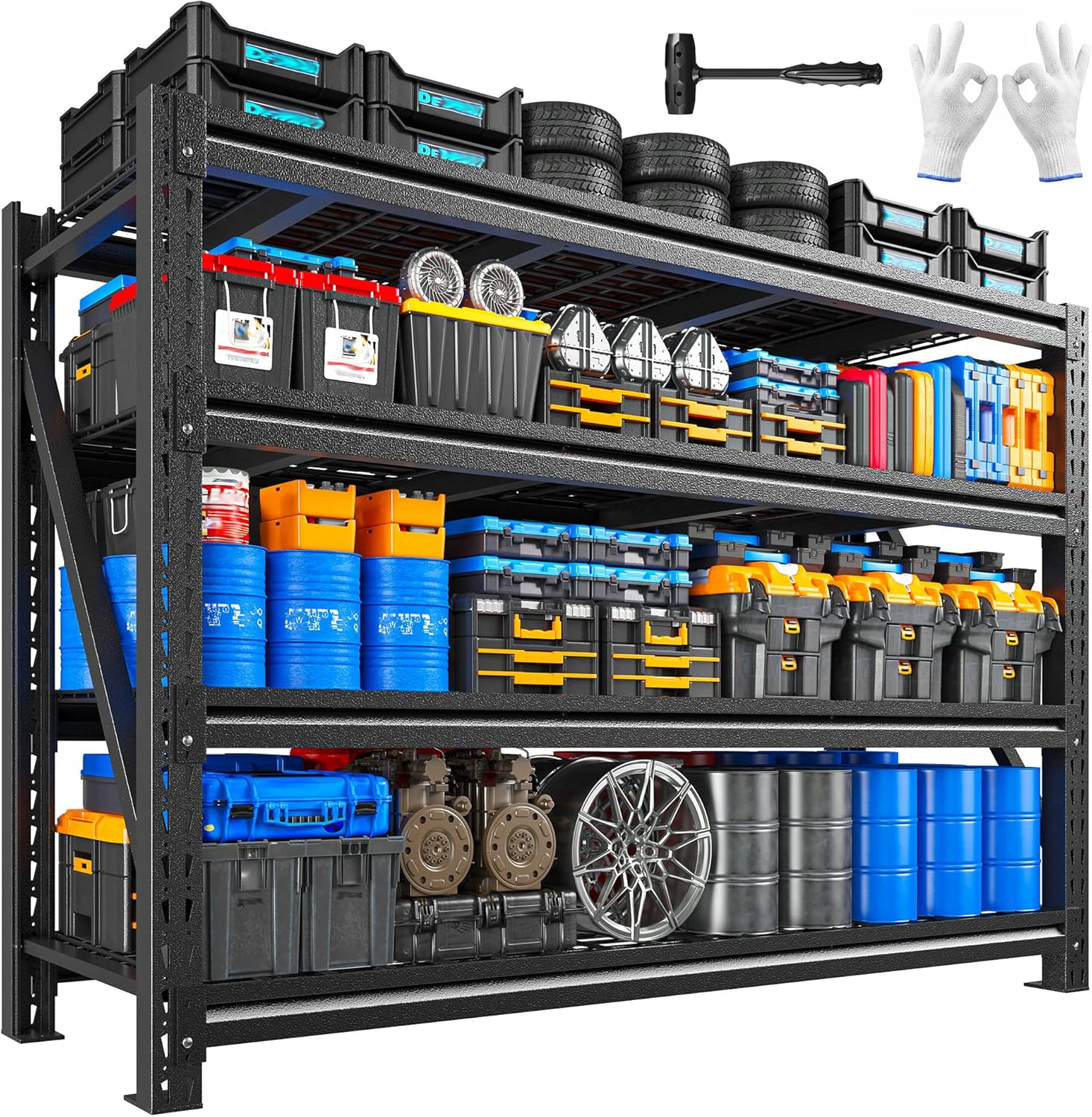 Romorgniz 5000LBS Heavy Duty Garage Shelving, 68" W Storage Shelves, Adjustable
