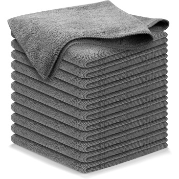 USANOOKS Microfiber Cleaning Cloth Grey - 12 Pcs (12.5"x12.5")