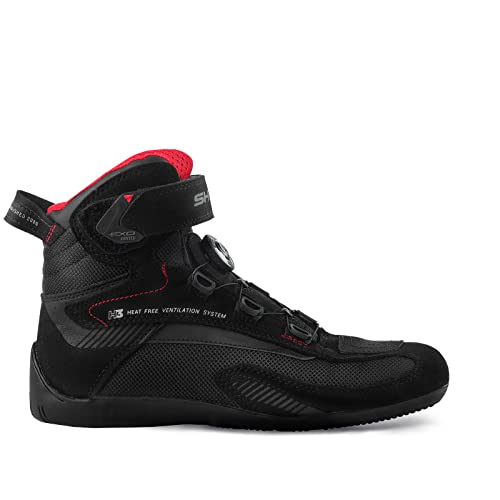 SHIMA EXO Vented, Motorcycle Shoes for Men | Breathable, Reinforced Street Riding Shoes with ATOP Closure System, Ankle Support, Anti-Slip Sole, Gear Pad (Black, 10)