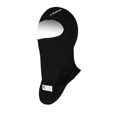 J-RACING® Racing Balaclava, Lightweight Aramid Knit, SFI 3.3 Certified, Flame Retardant, Stretch Fit & Breathable Head Sock for Auto Racing- Black