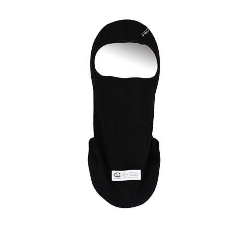 J-RACING® Racing Balaclava, Lightweight Aramid Knit, SFI 3.3 Certified, Flame Retardant, Stretch Fit & Breathable Head Sock for Auto Racing- Black