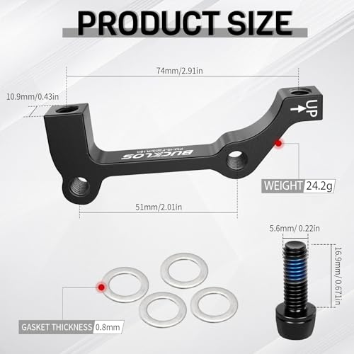 BUCKLOS MTB is Frame Rear 180mm Disc Brake Caliper Mount Adapter Parts | High-strength CNC machined aluminum alloy rotor adapter, gear parts with mounting bolts, easy installation