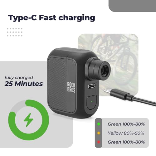 ROCKBROS Mini Bike Pump Portable Electric Bike Tire Pump 100PSI | Rechargeable, Presta Schrader Valve,Small Cycling Accessories,Road,Mountain Bike