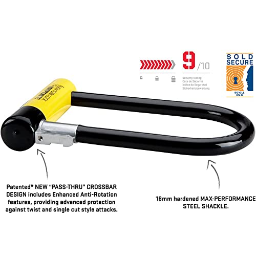 Kryptonite New York Standard Heavy Duty U-Lock, 16mm Anti-Theft Bike Lock | Heavy duty bicycle lock for e-bikes and scooters. Pick-resistant disc cylinder with 3 keys and FlexFrame-U mount.