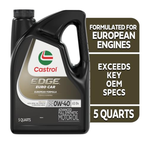 Castrol Edge Euro 0W-40 A3/B4 Advanced Full Synthetic Motor Oil, 5 Quarts