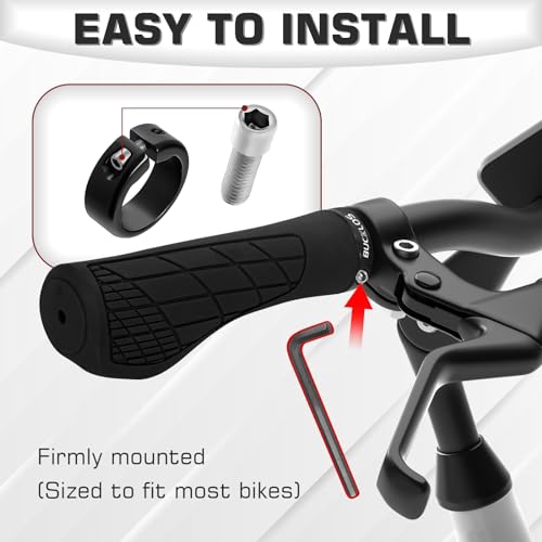 BUCKLOS Single Lock-on Bike Handlebar Grip MTB Mountain Bike Ergonomic Grip | Bicycle anti-slip handle grip, fits mountain bike,BMX, beach cruiser, scooter,folding bike 22.2mm handlebars(7/8″)