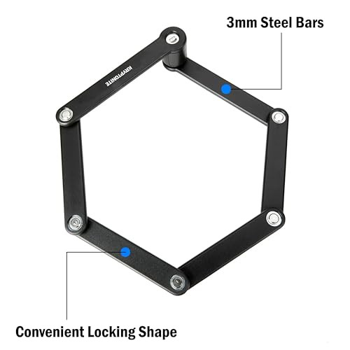 Kryptonite Folding Bike Lock, Compact Lightweight High Security Anti-Theft Foldable Bicycle Lock with 2 Keys and Mount for E-Bikes Scooter Road Mountain Bikes, 88.4cm (34.8 in)