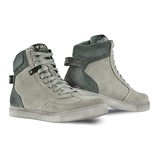 SHIMA SX-2 Evo Motorcycle Riding Shoes Men Boots Ventilated Leather Street Summer Suede Sport Stealth Touring Shoe Moto Footwear Bikers Powersports (Mens, Grey, 11.5)