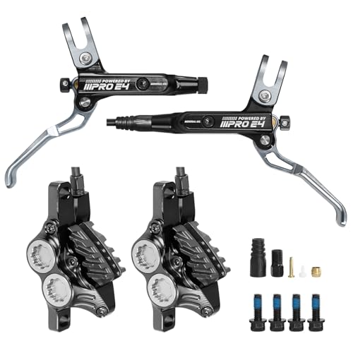 BUCKLOS IIIPRO MTB 4 Pistons Hydraulic Disc Brake Set Front 800mm and Rear 1550mm with Ceramic Brake Pad for Mountain Bike(Pre-Bled)