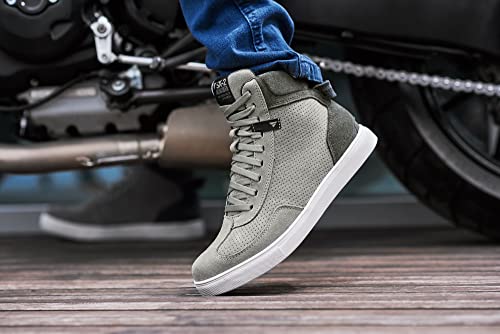 SHIMA SX-2 Evo Motorcycle Riding Shoes Men Boots Ventilated Leather Street Summer Suede Sport Stealth Touring Shoe Moto Footwear Bikers Powersports (Mens, Grey, 11.5)