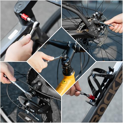 ROCKBROS 14-in-1 Bike Tool Kit Portable Ratchet Wrench 10Bits 2 Tire Levers | Foldable,High Quality Steel,Multi-Function Bike Repair Kits