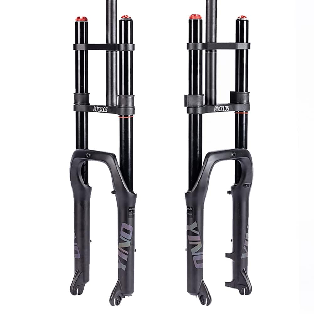 BUCKLOS 20x4.0 Fat Tire Ebike Air Front Suspension Fork, 9x135mm QR | 180mm Travel, Double Shoulder, Straight Steerer, Electric Bike, MTB, Snow, Beach