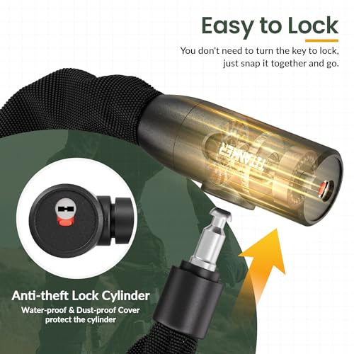 Titanker Heavy Duty Bicycle Lock Chain with Keys – 3 Feet Anti-Theft Lock for Bikes, Motorcycles, Doors, Gates, Fences, Grills (6mm Thick)