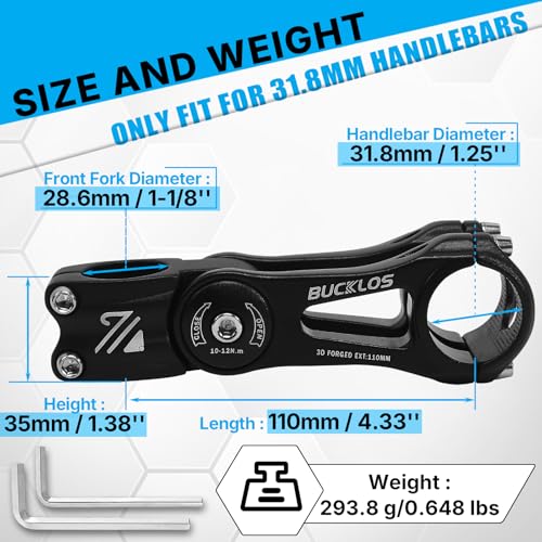 BUCKLOS Adjustable Bike Stem Riser MTB for 25.4mm 31.8mm Handlebar Extender