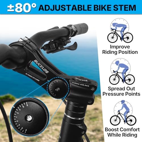 BUCKLOS Adjustable Bike Stem Riser MTB for 25.4mm 31.8mm Handlebar Extender