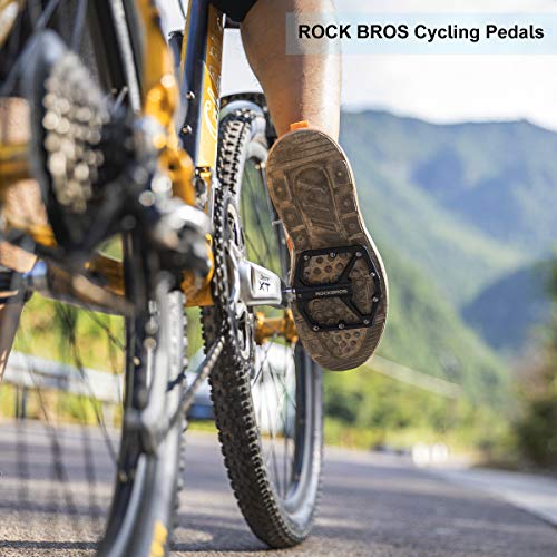 ROCKBROS Mountain Bike Pedals MTB Pedals Bicycle Flat Pedals Aluminum 9/16″ Sealed Bearing Lightweight Platform for Road Mountain BMX MTB Bike