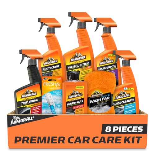 Armor All Ultimate Premier Car Care Kit, 8 Pieces, Includes Tire and Wheel Cleaners, Exterior and Interior Car Cleaning Supplies