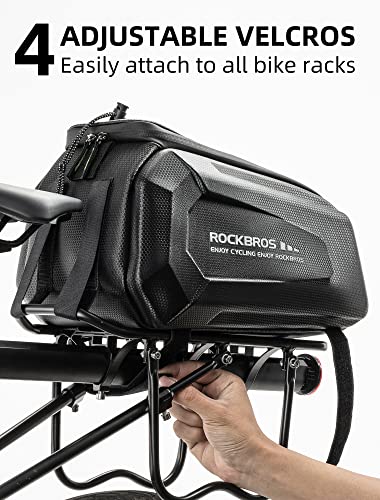 ROCKBROS Bike Rack Bags 9L Hard Shell Trunk Pannier Bag with Rain Cover | Large capacity rear rack bag with hard shell perfect for storage versatile rear seat bag for daily riding and outdoor trips