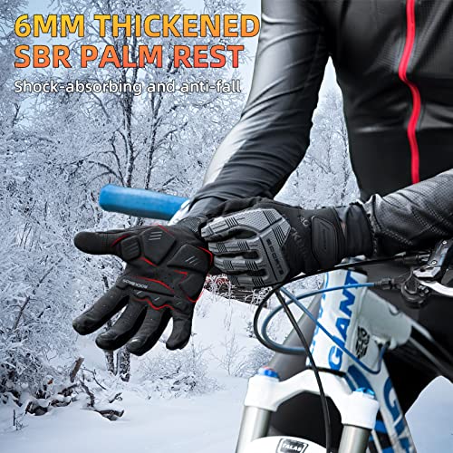 ROCKBROS Mountain Bike Gloves Dirt Bike Motorcycle Cycling with 6MM Gel Pad | Touch Screen Knuckle Protection Breathable Lycra FabricThumb with Skin-friendly towel for BMX MX ATV MTB Racing Black