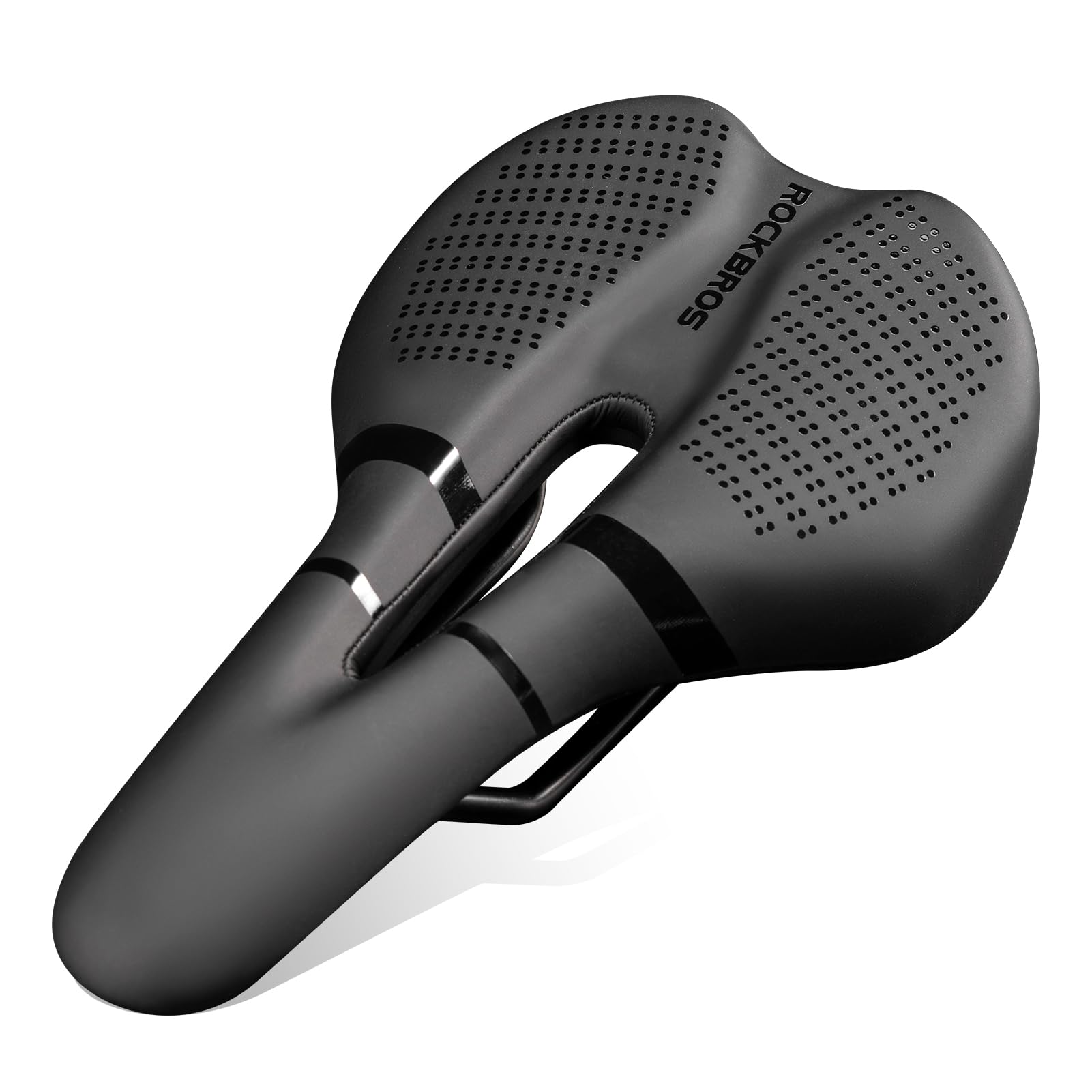 ROCKBROS Bike Seat for Men Women, Waterproof Ergonomic Bicycle Saddle | Waterproof PU, dense foam, airflow channel, marked rails, 262g weight and 220 lb capacity fit road, MTB and folding bikes.