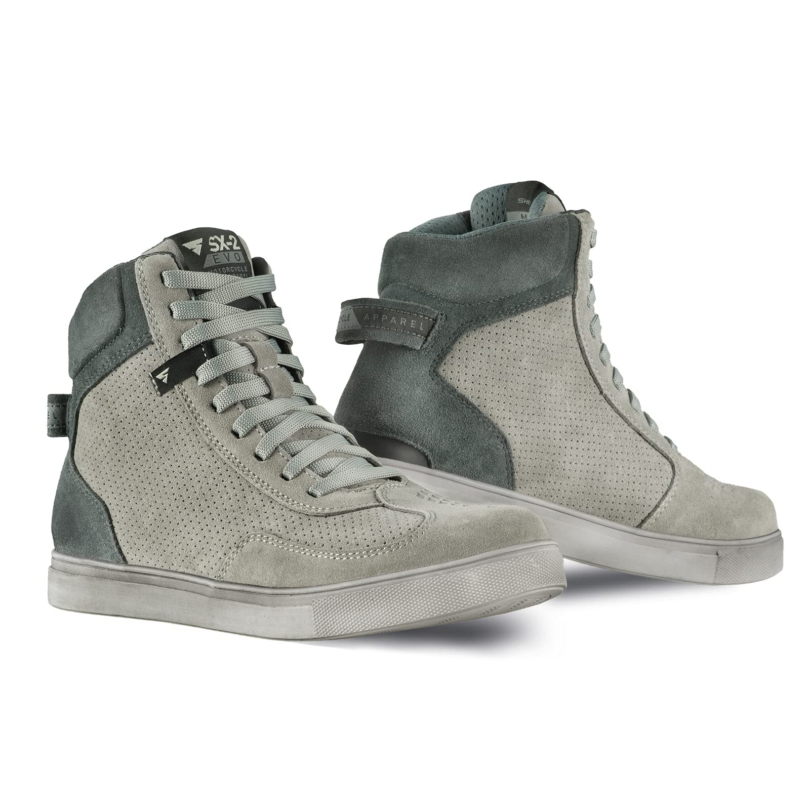 SHIMA SX-2 Evo Motorcycle Riding Shoes Men Boots Ventilated Leather Street Summer Suede Sport Stealth Touring Shoe Moto Footwear Bikers Powersports (Mens, Grey, 11.5)