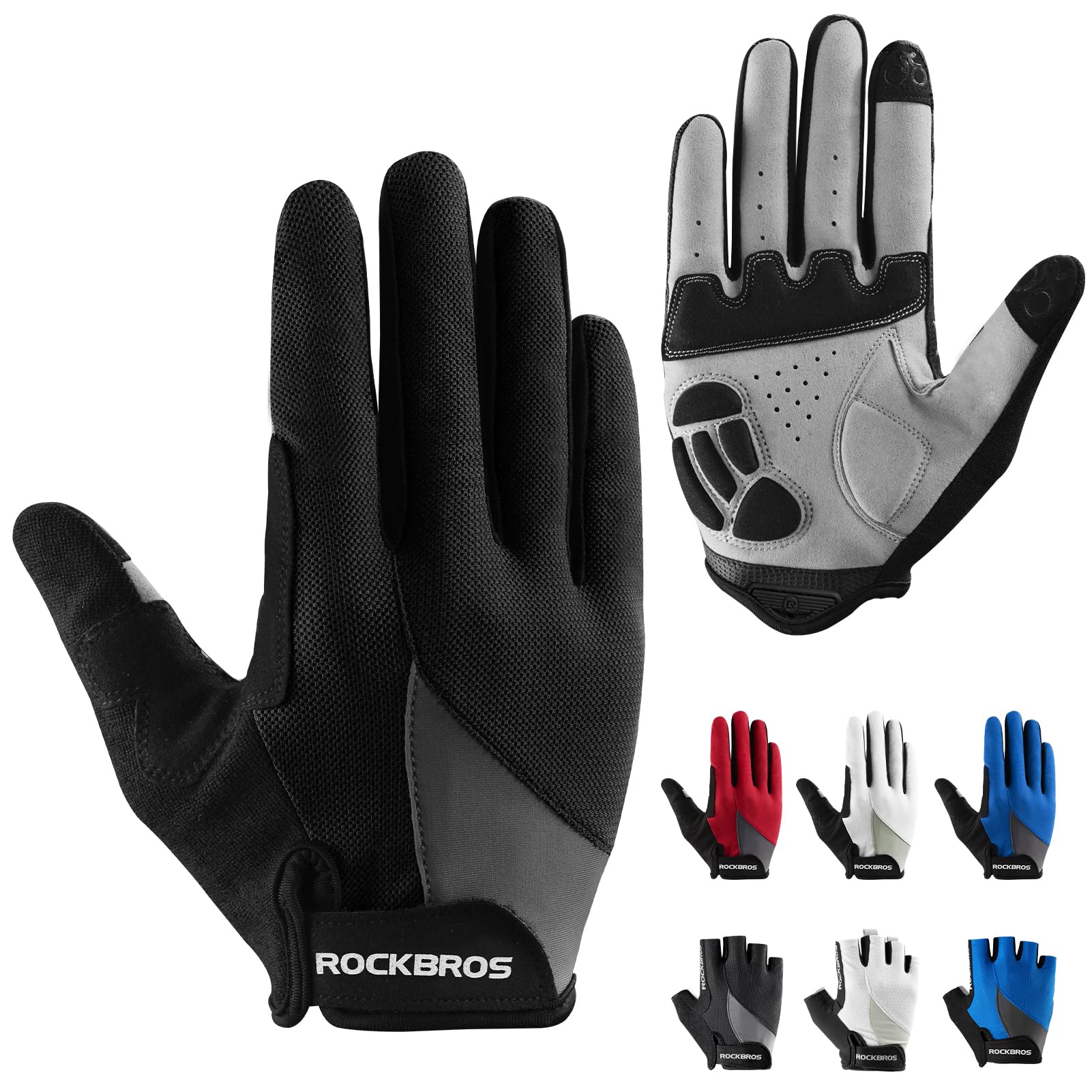 ROCKBROS Cycling Gloves for Men Women Breathable Gel Pad | Reduce Riding Pain, Breathable Mesh Keeps Hands Cool,Fits MTB Hiking Outdoor Work