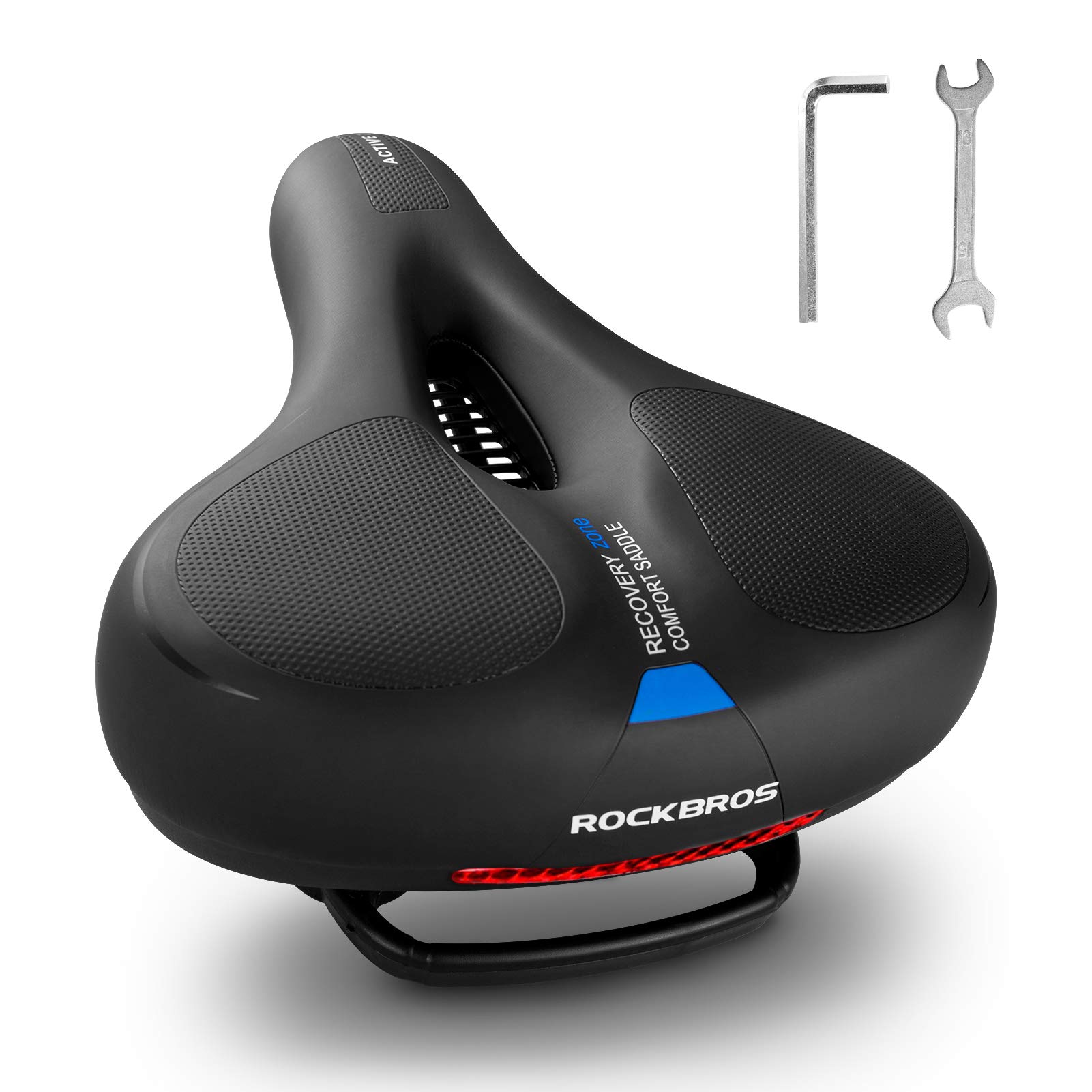 ROCKBROS Bike Seat Cushion Soft Wide Bicycle Seat for Peloton, Road | Waterproof Exercise Ergonomic Bike Saddle for Men Women Dual Shock Absorbing Ball Memory Foam Handle for Easy Transport