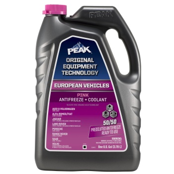 PEAK OET Extended Life Pink 50/50 Prediluted Antifreeze/Coolant for European Vehicles, 1 Gal.