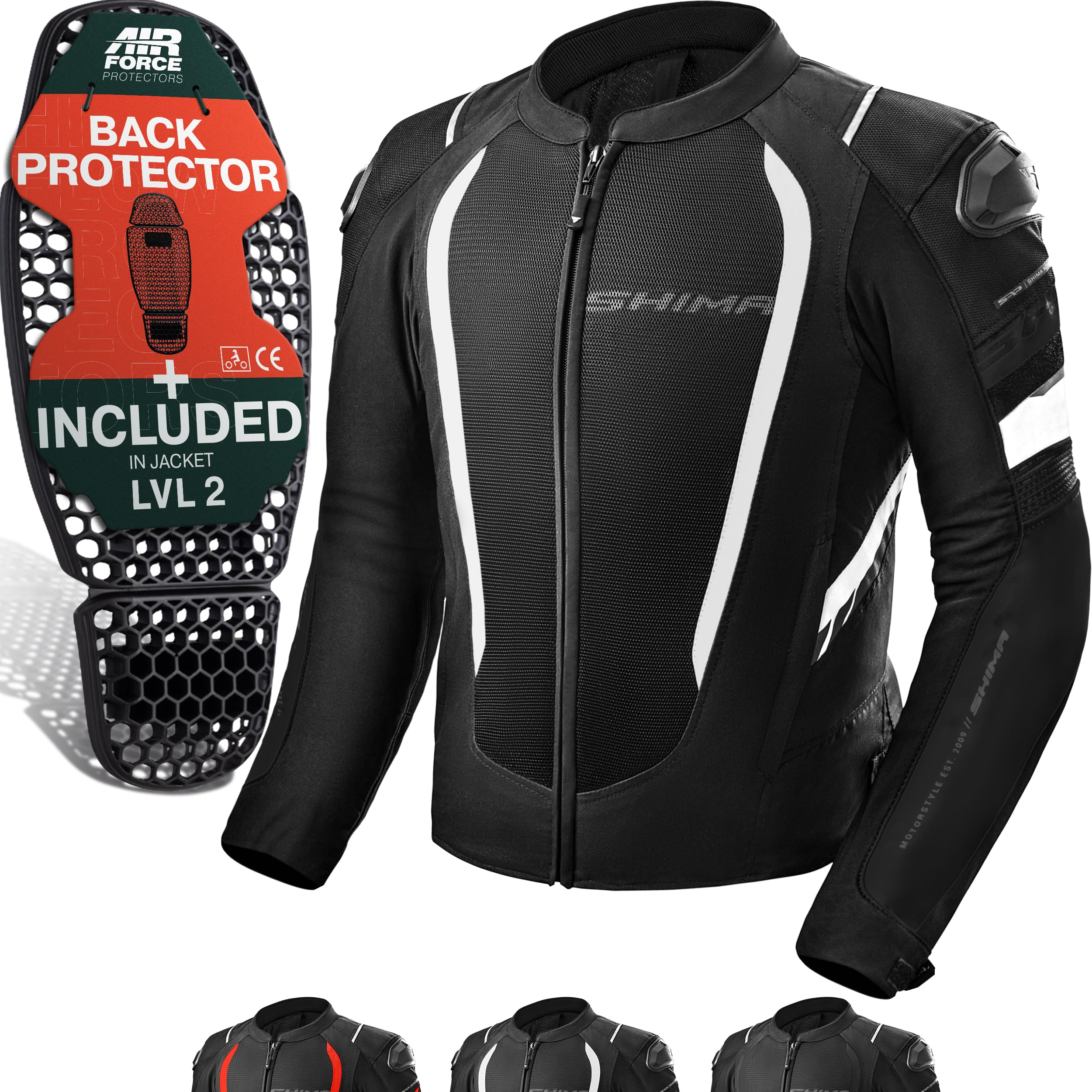 SHIMA MeshPro 2.0 Motorcycle Jacket Men AirForce Back Protector Armour Riding Summer Mesh Bikers Ventilated Lightweight