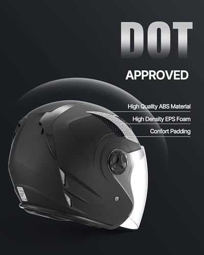 VEVOR Motorcycle Helmet, 3/4 Open Face, Adult Motocross Dirt Bike Helmet with Clear Visor, Comfortable Motorbike Racing Street with Detachable Liner for Men & Women, DOT Approved