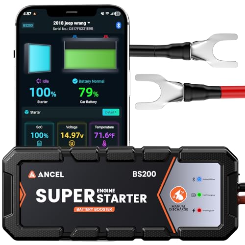 ANCEL BS200 Super Starter, Permanently Connected Jump Starter System | Supercapacitor Battery Protection with Health Monitoring, 700A Start Assist for 3.0L Vehicles, -40°F to 176°F