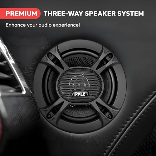 Pyle 3-Way Universal Car Stereo Speakers-300W 6.5” Triaxial Loud Pro Audio Car Speaker Universal OEM Quick Replacement Component Speaker Vehicle Door/Side Panel Mount Compatible PL613BK (Pair), black