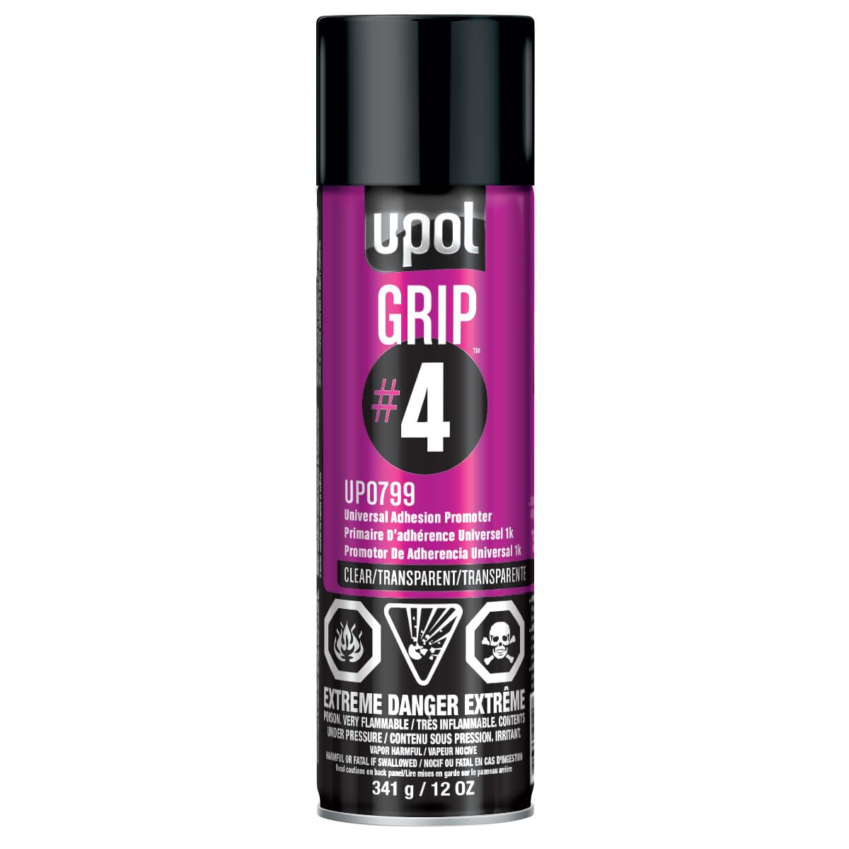 U-POL GRIP#4 Universal Adhesion Promoter, Automotive Spray Paint, 12 OZ | Durable & Long-Lasting, Easy-To-Use, Clear