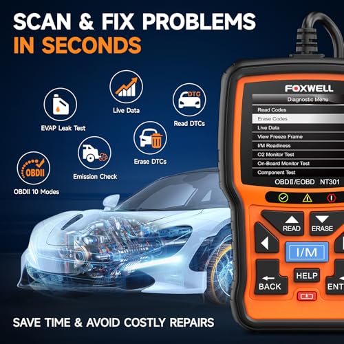 FOXWELL NT301 OBD2 Scanner Live Data Professional Mechanic OBDII Diagnostic Code Reader Tool for Check Engine Light