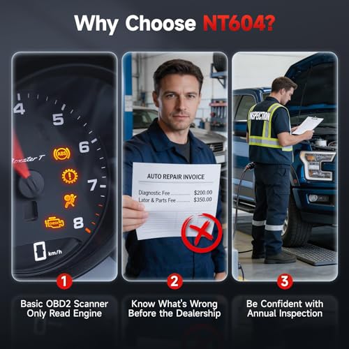 FOXWELL Car Scanner NT604 Elite OBD2 Scanner ABS SRS Transmission | Check Engine Code Reader for Cars and Trucks, Diagnostic Scan Tool with SRS Airbag, Automotive Diagnostic Tool with Live Data