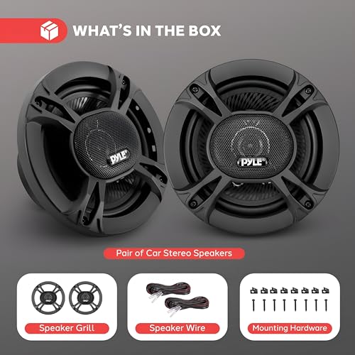 Pyle 3-Way Universal Car Stereo Speakers-300W 6.5” Triaxial Loud Pro Audio Car Speaker Universal OEM Quick Replacement Component Speaker Vehicle Door/Side Panel Mount Compatible PL613BK (Pair), black