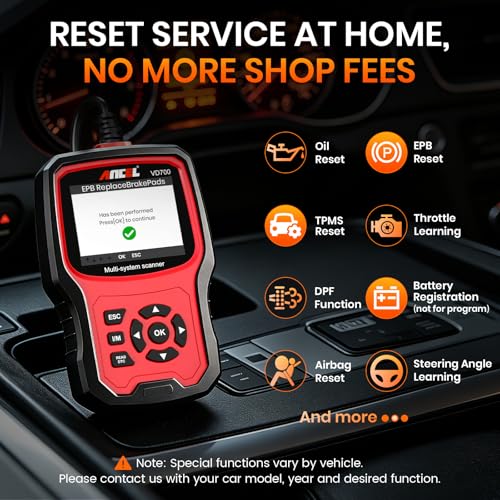 ANCEL VD700 OBD2 Diagnostic Code Reader Scan Tool Fit for Volkswagen Audi VW Skoda Seat, All Functions OBD11 Scanner for VAG Vehicles with Battery Registration EPB Reset (Upgraded VD500)