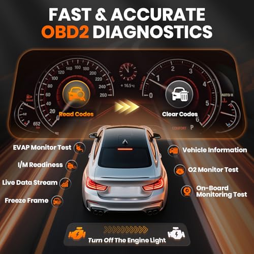ANCEL AD410 PRO OBD2 Scanner and Battery Tester, 2-in-1 Car Diagnostic Tool, Check Engine Light, EVAP Test, Live Data, 12V Battery Analyzer with Cranking & Charging System Test for Car Motorcycle