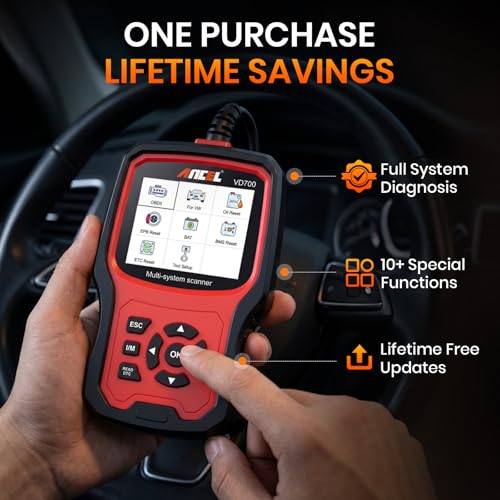 ANCEL VD700 OBD2 Diagnostic Code Reader Scan Tool Fit for Volkswagen Audi VW Skoda Seat, All Functions OBD11 Scanner for VAG Vehicles with Battery Registration EPB Reset (Upgraded VD500)