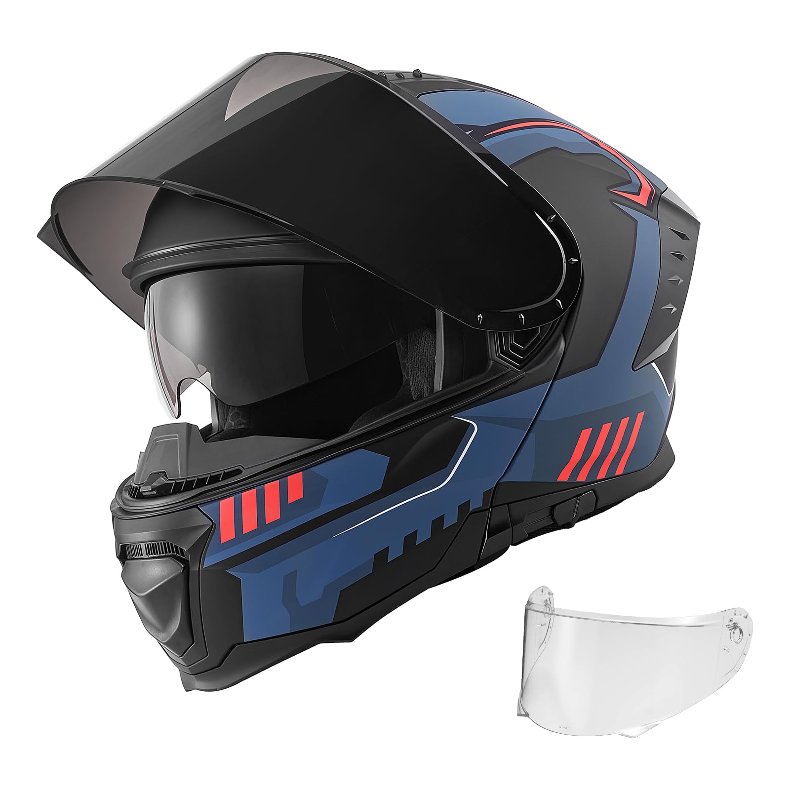 VEVOR Motorcycle Helmet DOT Approved, Adult Motocross Dirt Bike Helmet with Large Clear Visor, Comfortable Motorbike Racing Street with Detachable Liner for Men & Women