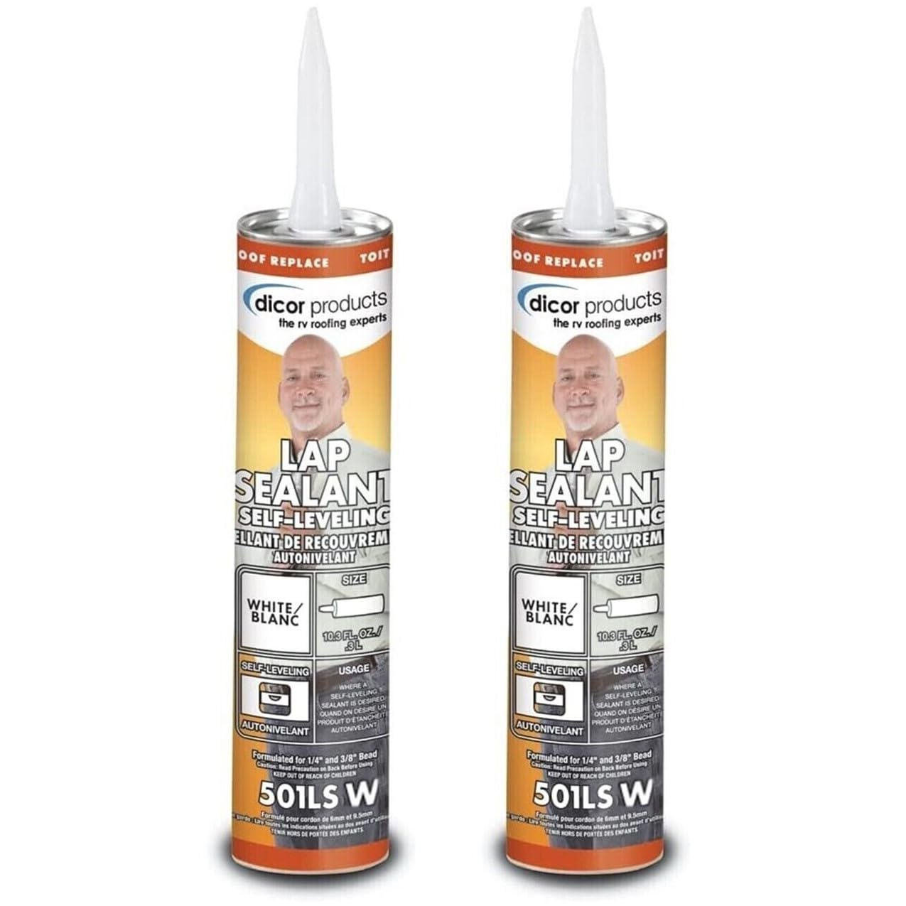 Dicor 501LSW-1, Lap Sealant Self-Leveling, White, 10.3 Ounce Tube (2)