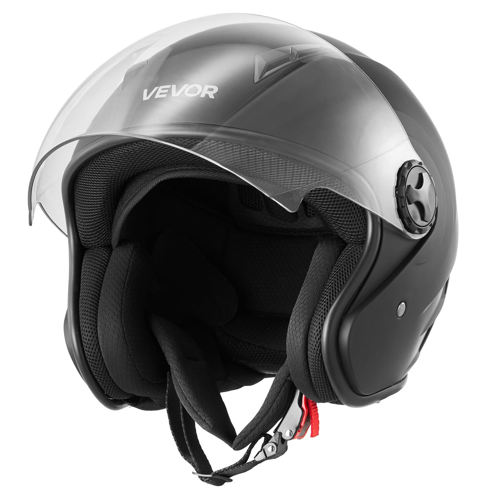 VEVOR Motorcycle Helmet, 3/4 Open Face, Adult Motocross Dirt Bike Helmet with Clear Visor, Comfortable Motorbike Racing Street with Detachable Liner for Men & Women, DOT Approved