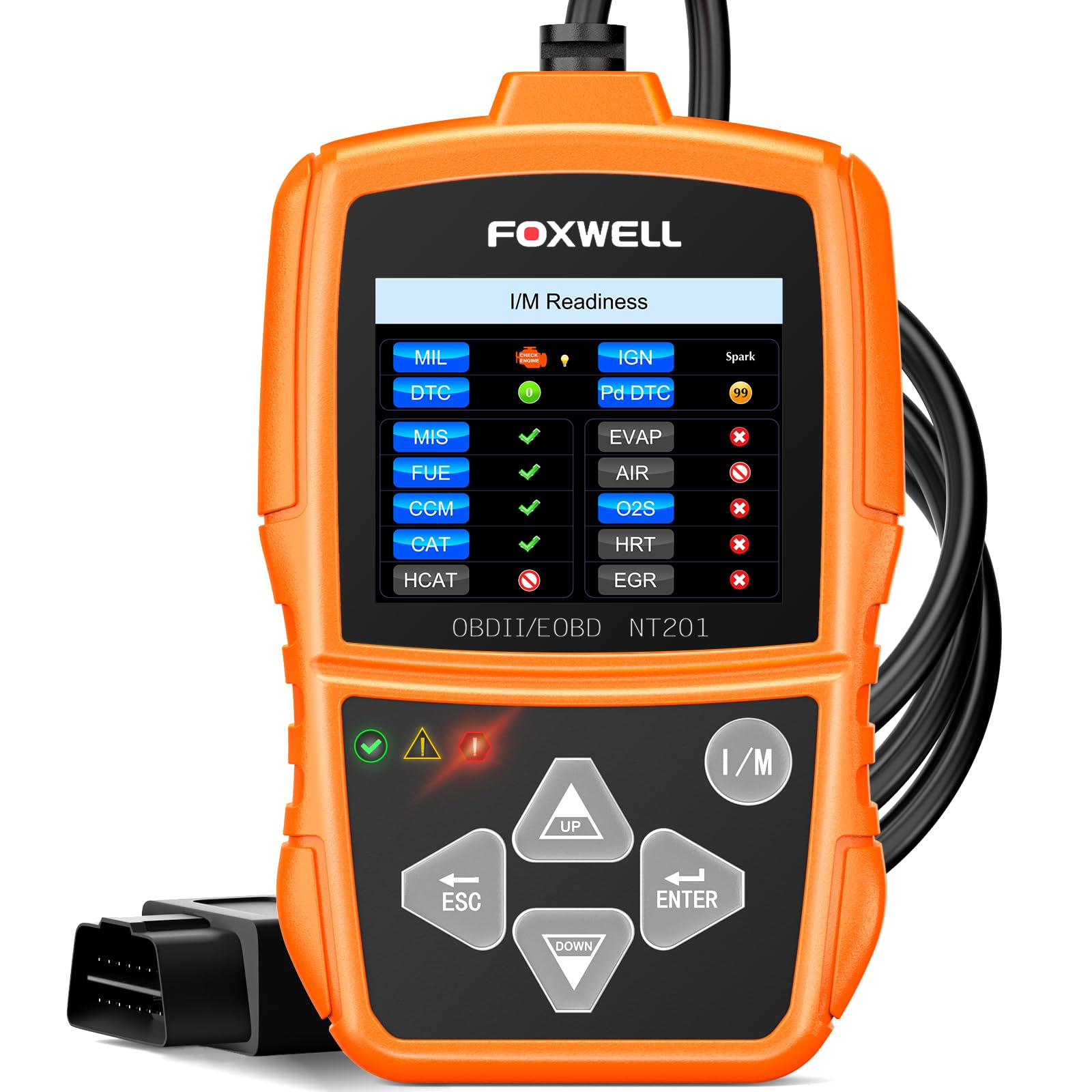 FOXWELL NT201 OBD2 Scanner Engine Code Reader for Cars and Trucks | Reset Check Engine Light, Read & Clear Fault Codes, View Live Data & Check I/M Readiness, OBDII Diagnostic Tool Since 1996